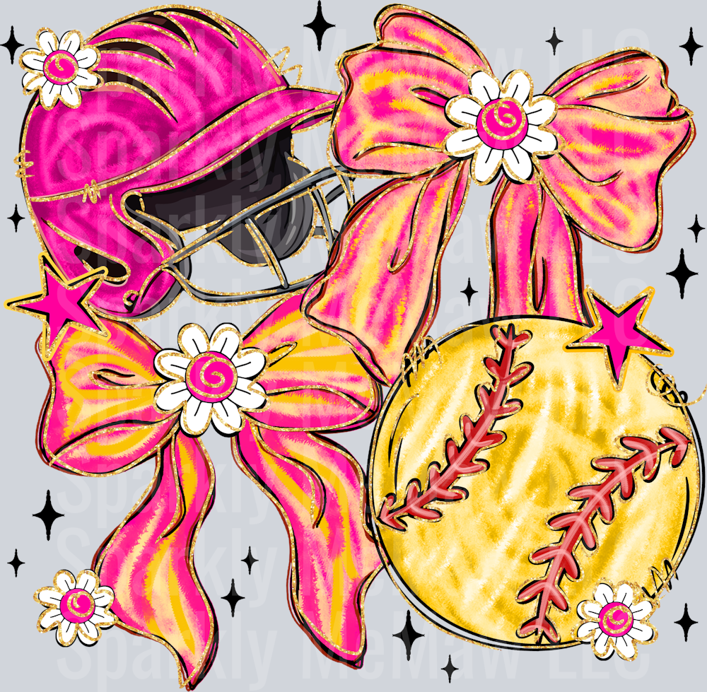 Softball Coquette Brushstroke UV DTF Decal