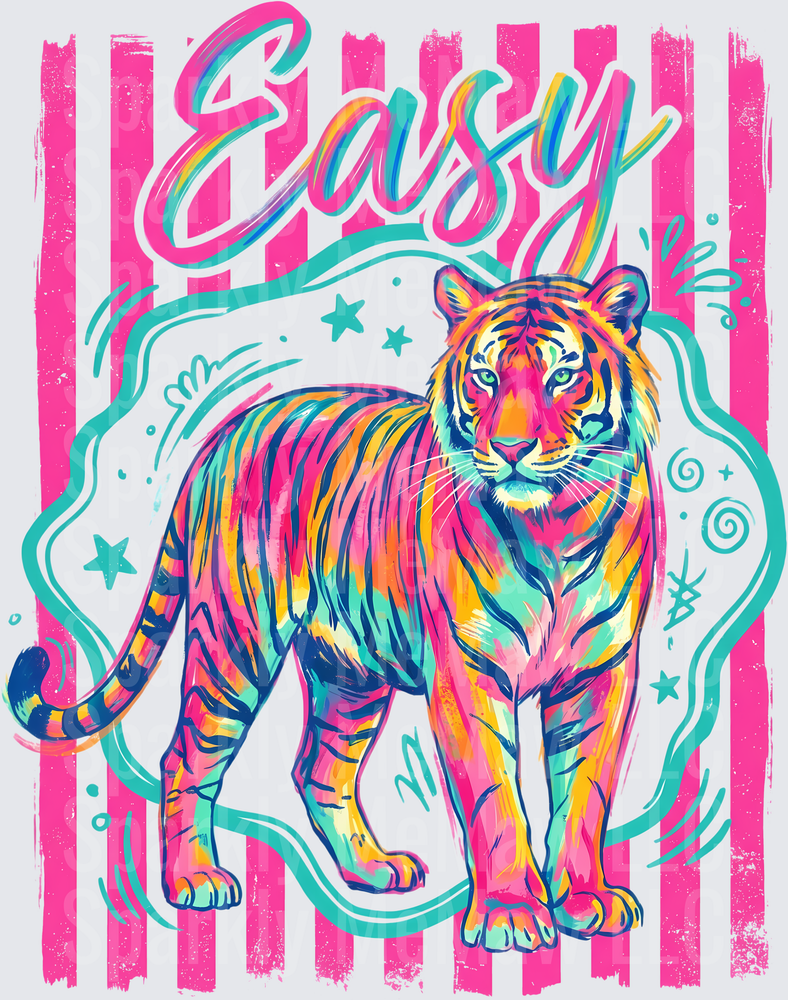 Easy Colorful Rainbow Tiger UV DTF Decal