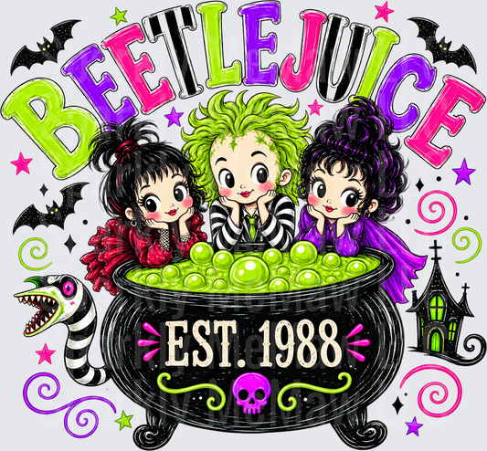 Beetlejuice Est. 1988 Chibi Trio UV DTF Decal