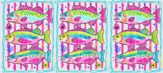 Tropical Colorful Fish with Pink Striped Background UV DTF Decal