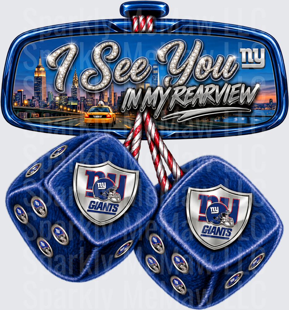 New York Giants Rearview Mirror Fuzzy Dice UV DTF Decal