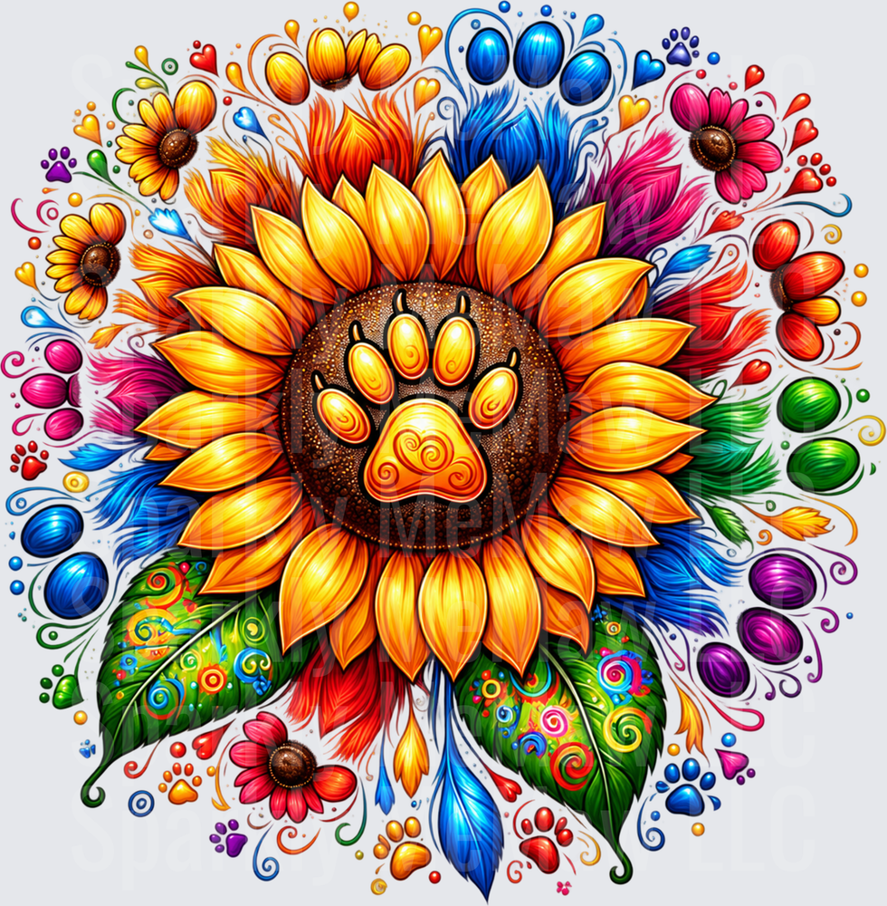Sunflower Paw Print is a UV DTF Decal