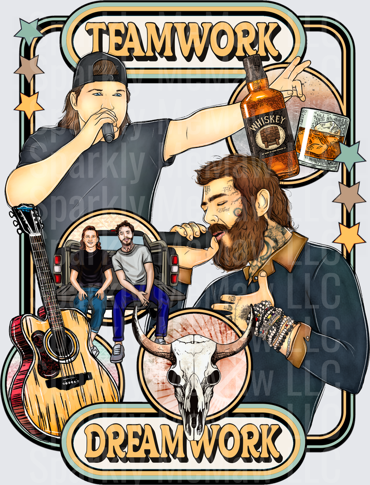 Rhett and Link Good Mythical Morning Teamwork Makes the Dream Work Country Music UV DTF Decal