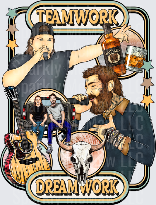Rhett and Link Good Mythical Morning Teamwork Makes the Dream Work Country Music UV DTF Decal