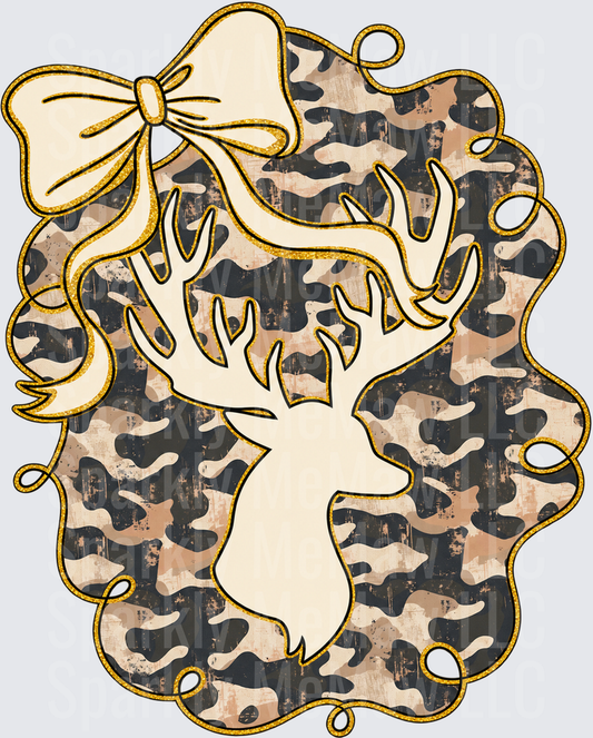 Camo Deer Bow Frame UV DTF Decal