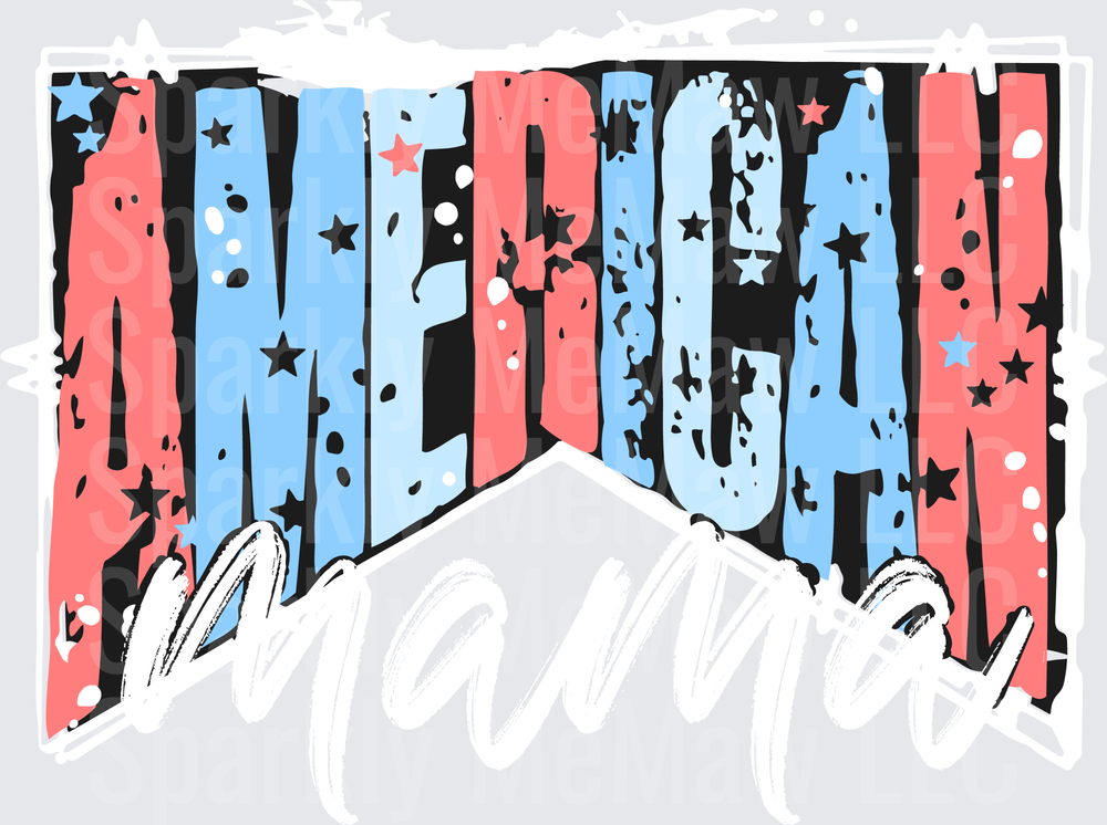 Distressed American Flag Letters with Stars DTF Transfer for Fabric