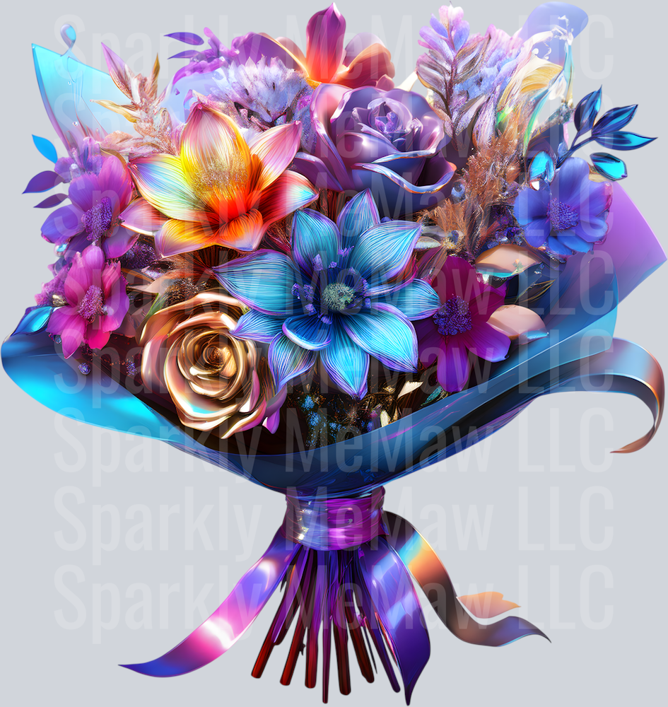 jewel tone floral clipart (63) UV DTF Decal
