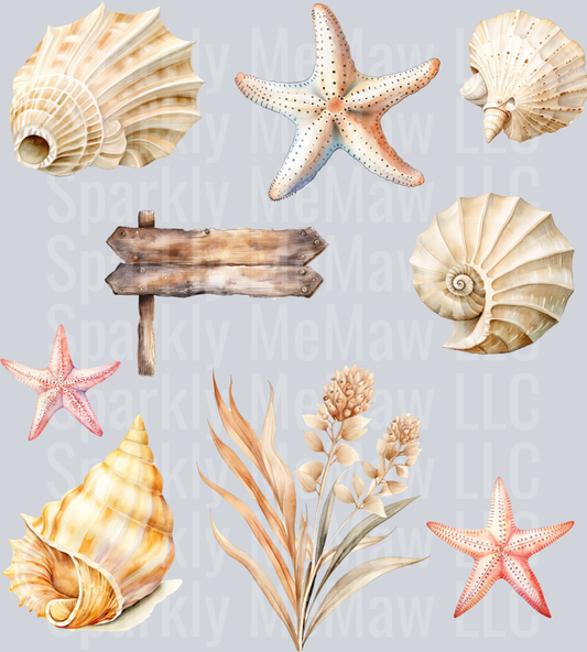 Neutral Sea Shells UV DTF Element Sheet