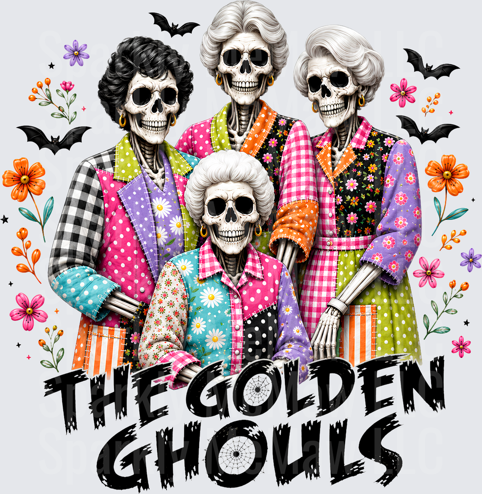 The Golden Ghouls Halloween Skeletons UV DTF Decal
