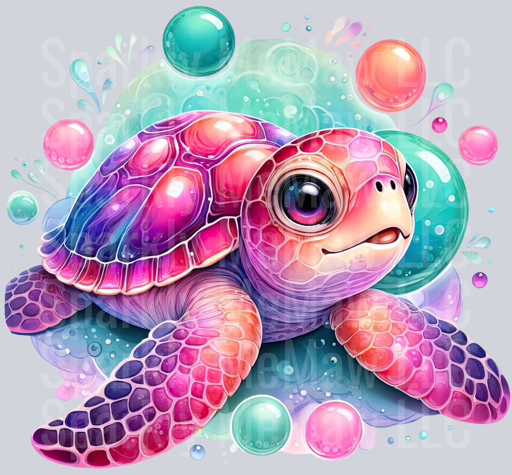 8 Colorful Turtle Clipart UV DTF Decal