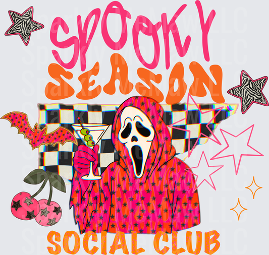 Spooky Season Social Club Ghostface Scream Halloween DTF Transfer