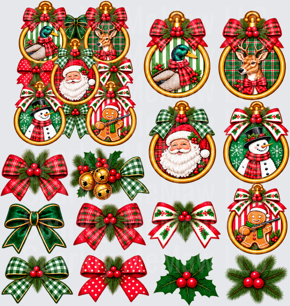 Traditional Christmas Medallions & Bows this is a 10 inch cut and stick UV Decal Sheet