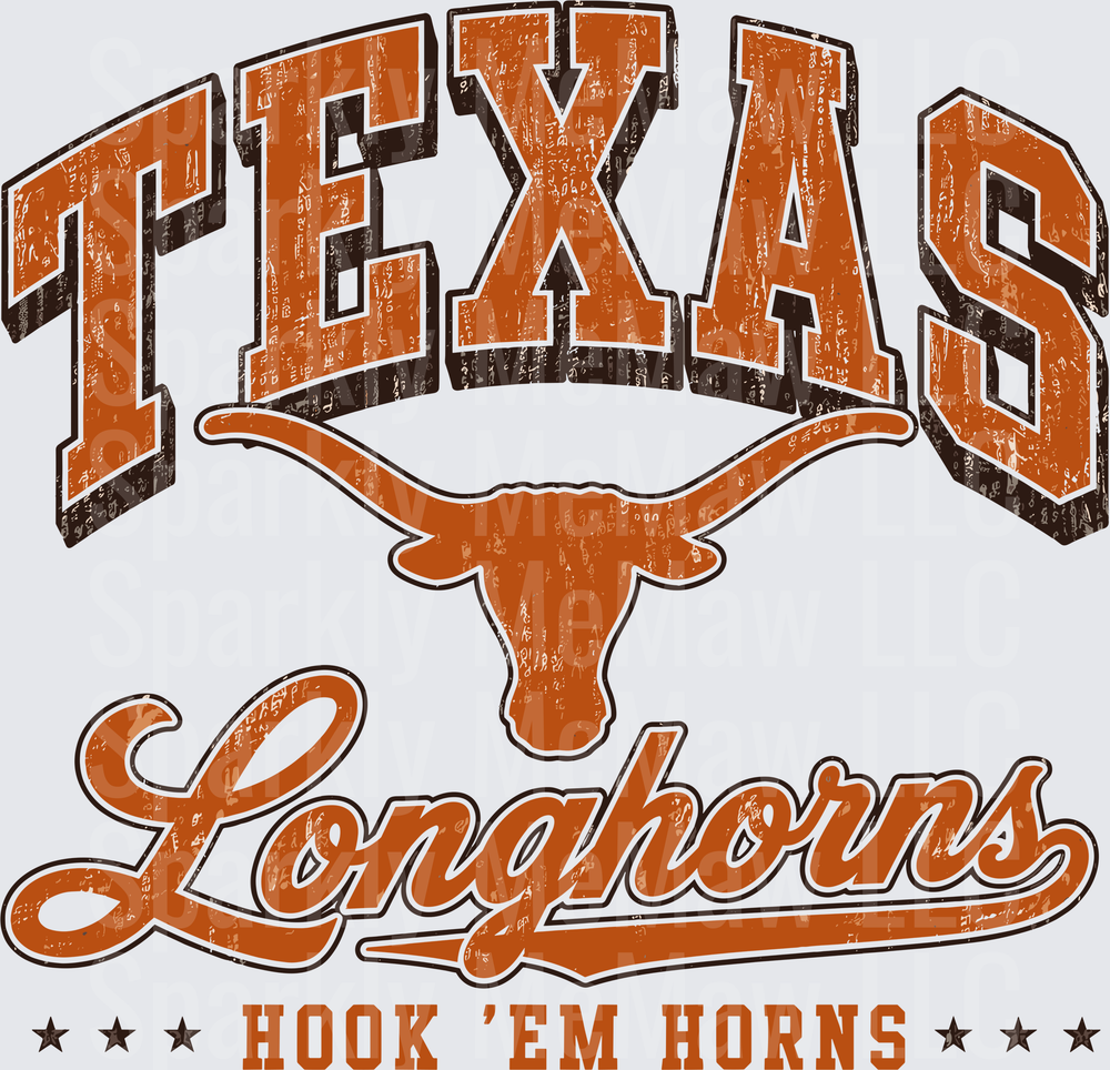 Texas Longhorns Hook Em Horns UV DTF Decal