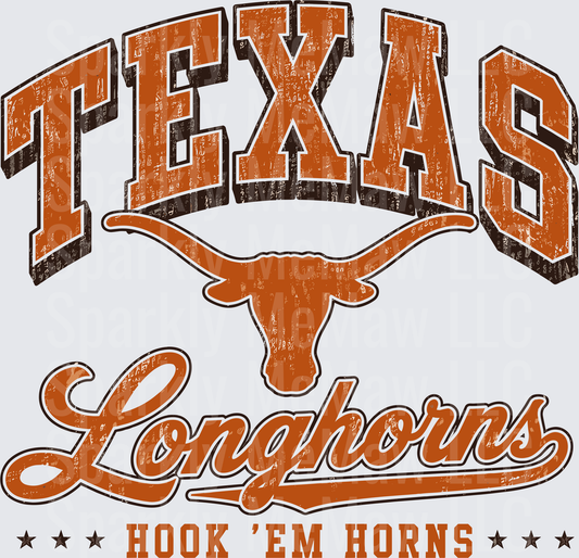 Texas Longhorns Hook Em Horns UV DTF Decal