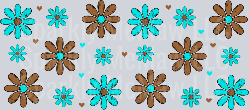 Western Flowers 61 UV  DTF 16 Oz wrap