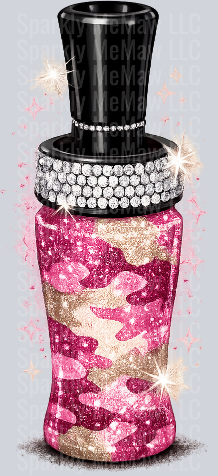 Glamorous Pink Camouflage Nail Polish Bottle with Rhinestones UV DTF Decal