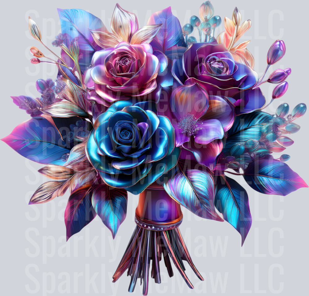 jewel tone floral clipart (85) UV DTF Decal