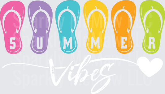 Colorful Summer Flip Flops UV DTF Decal
