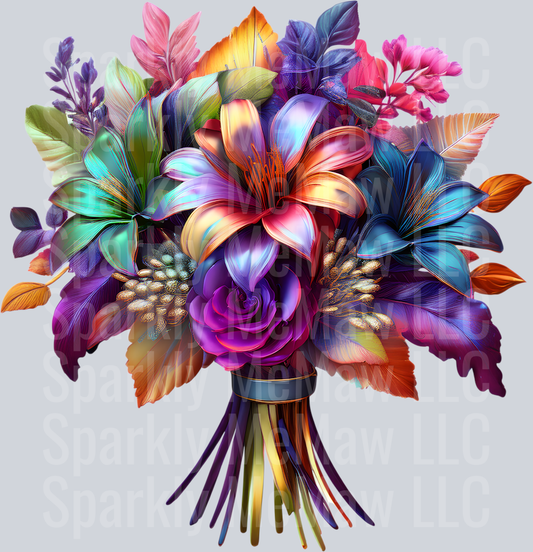 jewel tone floral clipart (119) UV DTF Decal