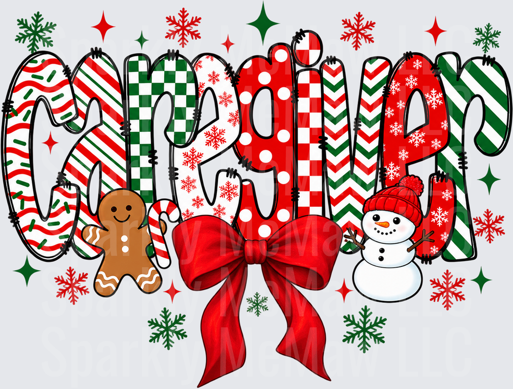 Caregiver Christmas Holiday is a uv dtf Decal