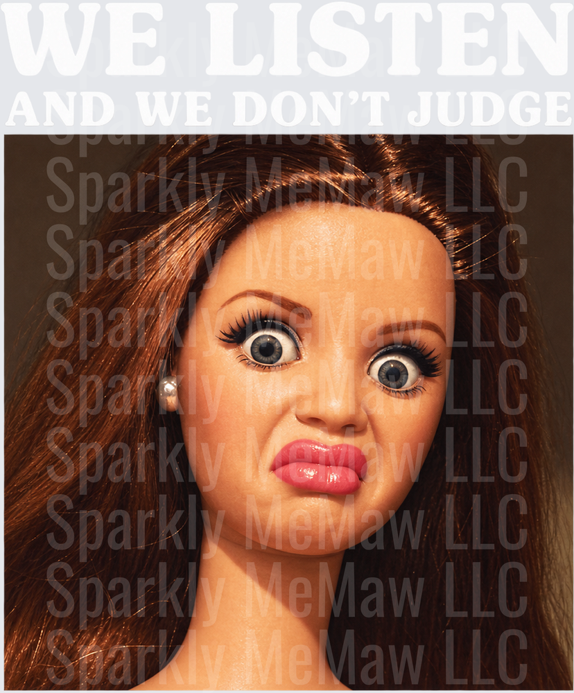 Shocked Brunette Doll Face UV DTF Decal