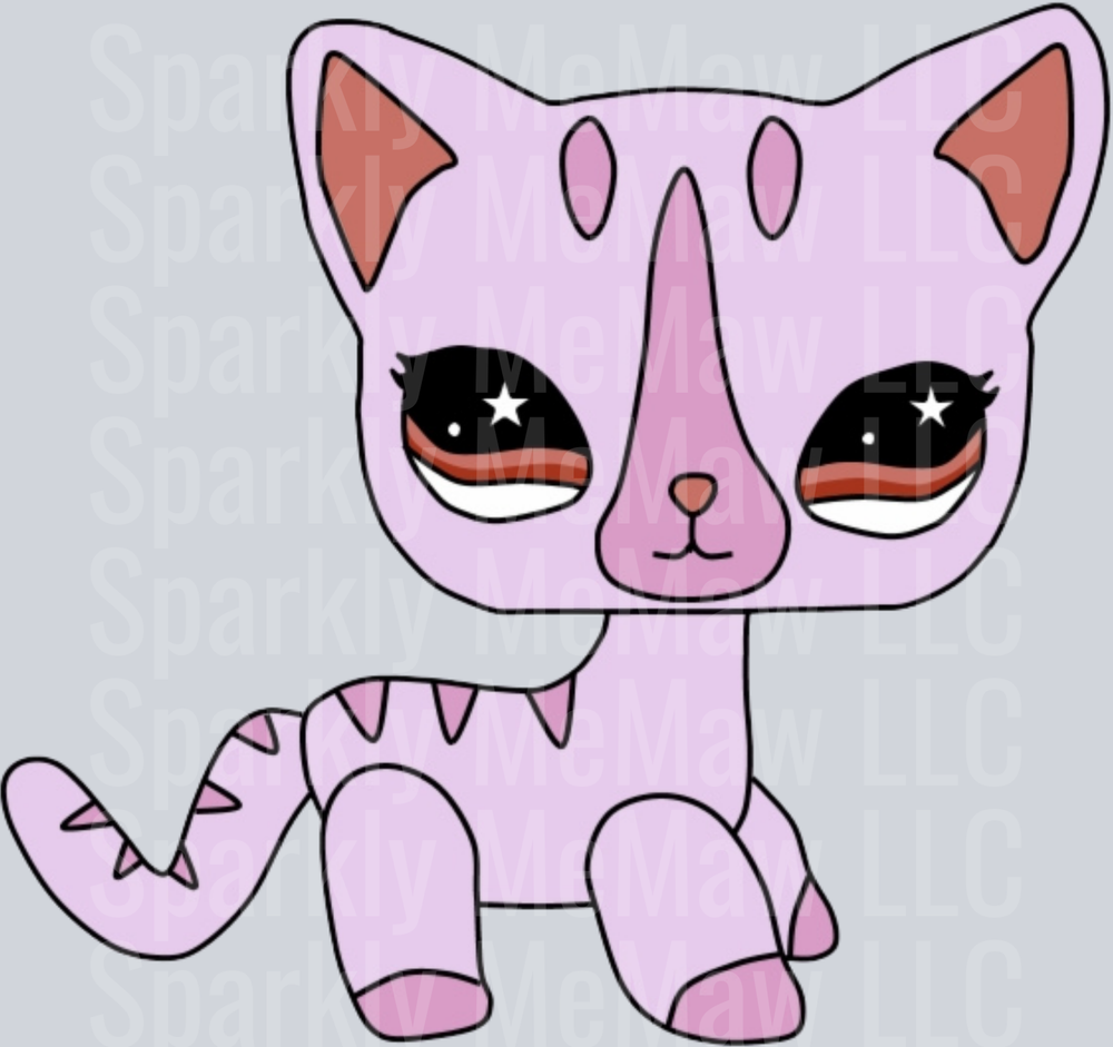 Cute Purple Cat with Star Eyes and Striped Tail UV DTF Decal