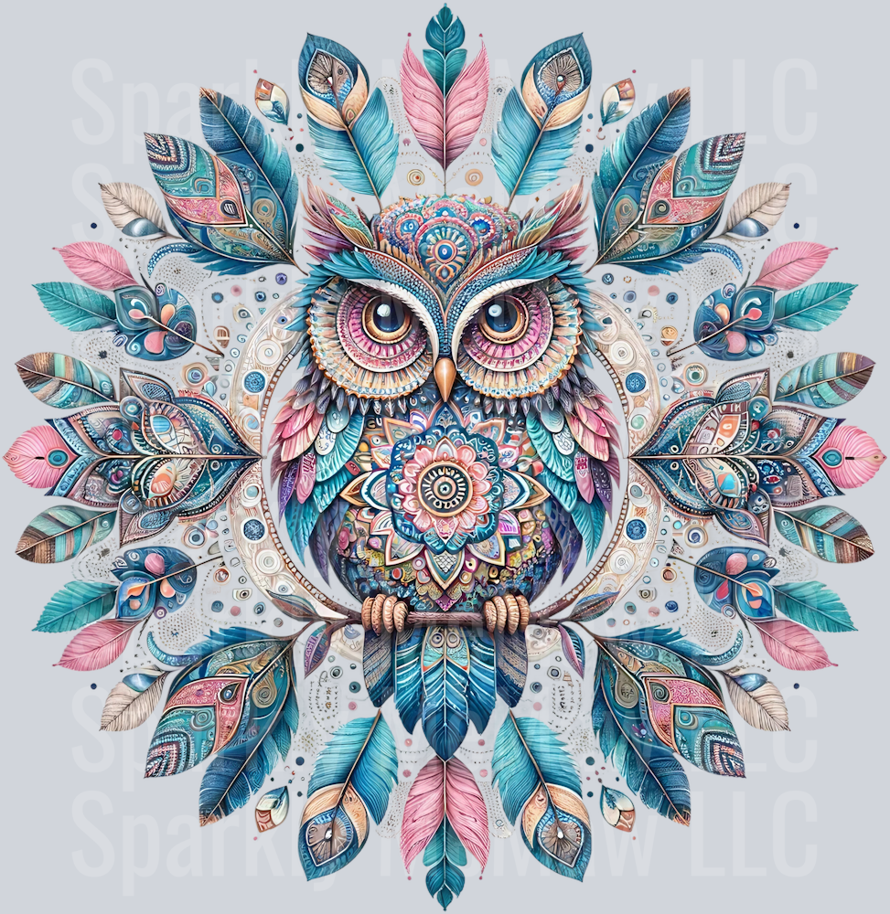 owl mandala 1 Clip Art Decal