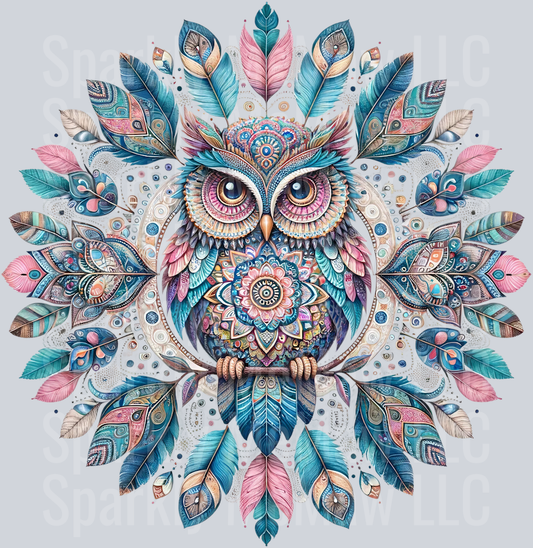 owl mandala 1 Clip Art Decal