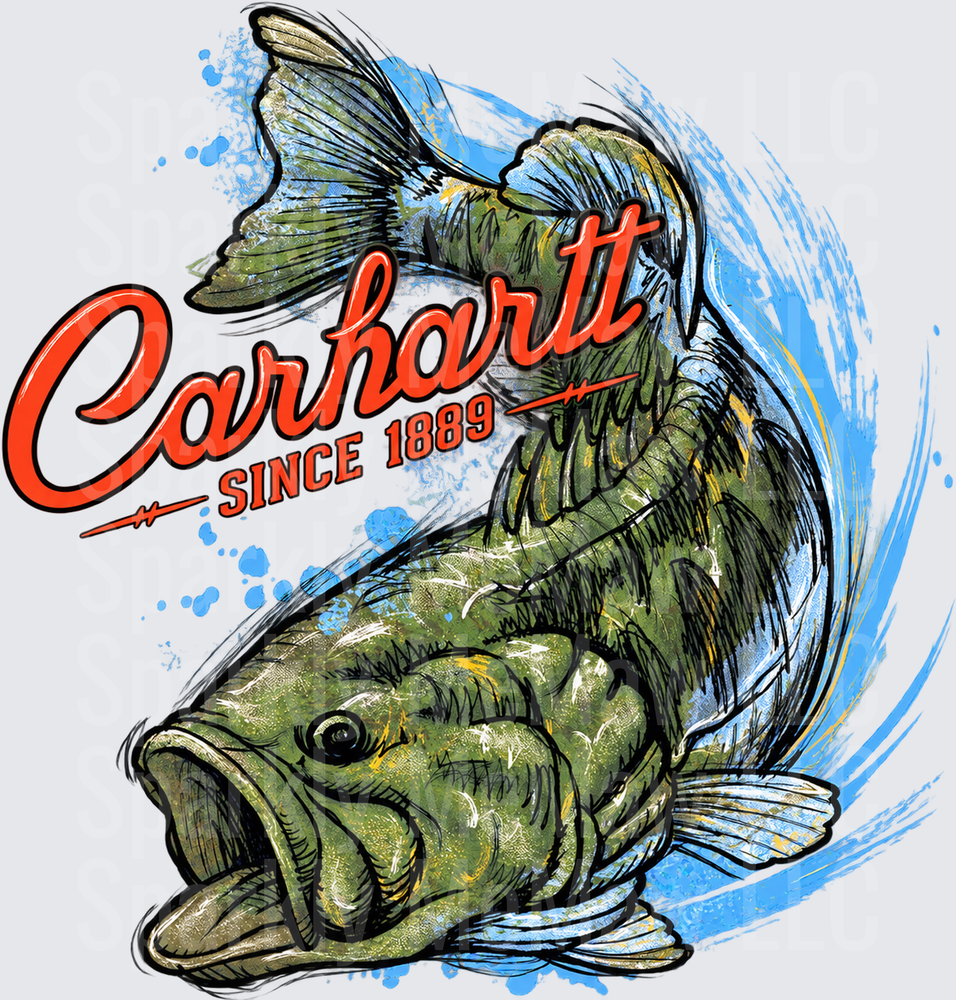 Carhartt Since 1889 Bass Fish UV DTF DECAL (HARD SMOOTH SURFACE)