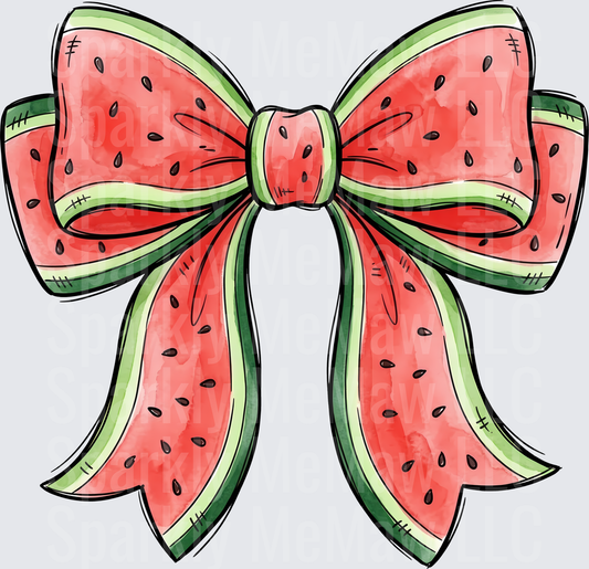 Watermelon Bow with Black Seeds and Green Rind Pattern