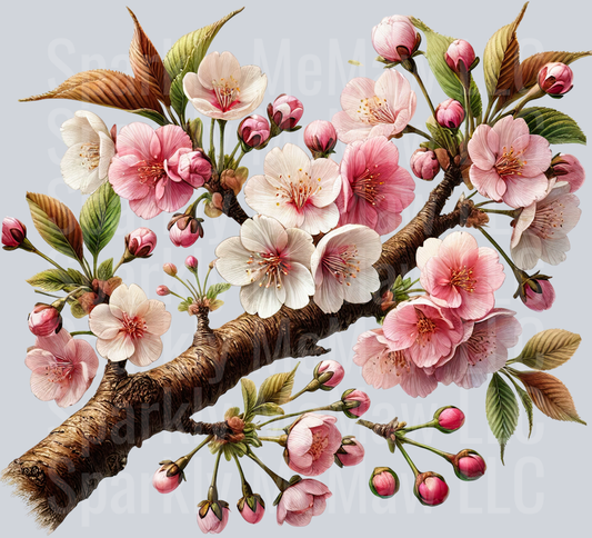 4 Cherry Blossoms Clip Art UV DTF Decal
