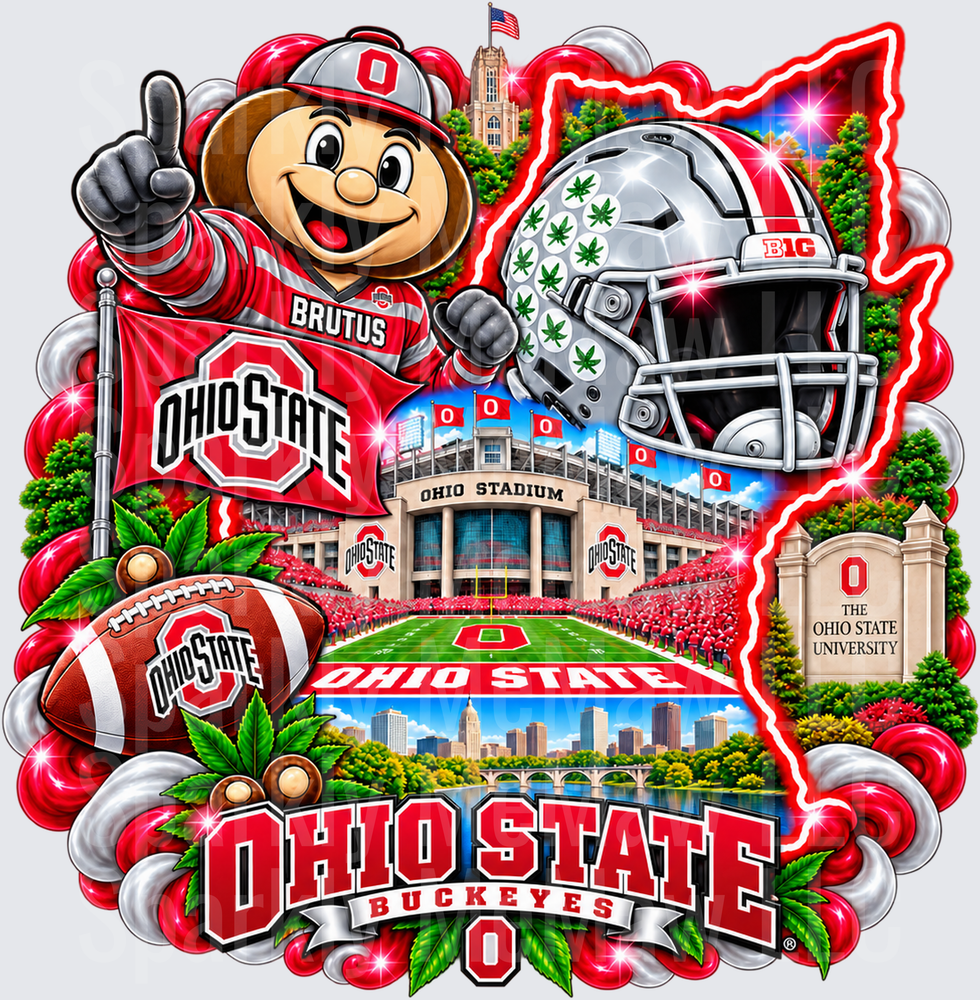 Ohio State Buckeyes Brutus Collage UV DTF Decal