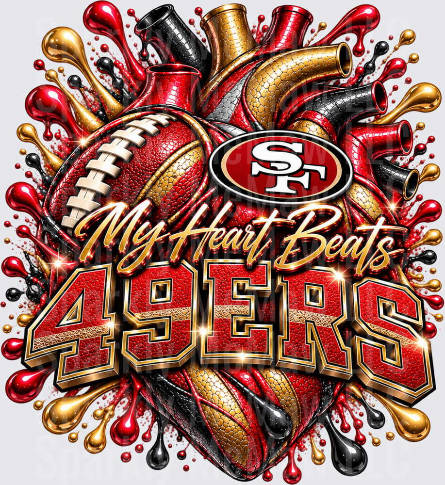 My Heart Beats 49ers UV DTF Decal