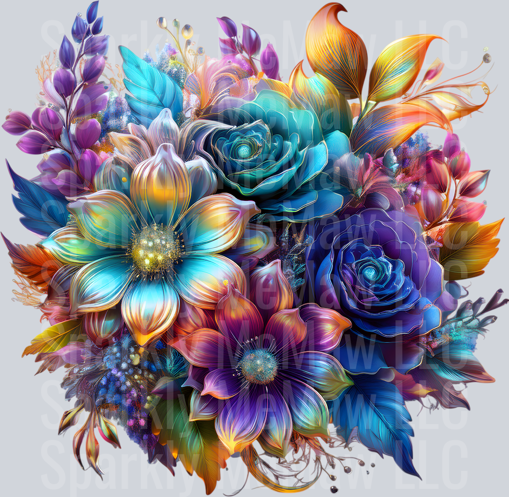 jewel tone floral clipart (120) UV DTF Decal