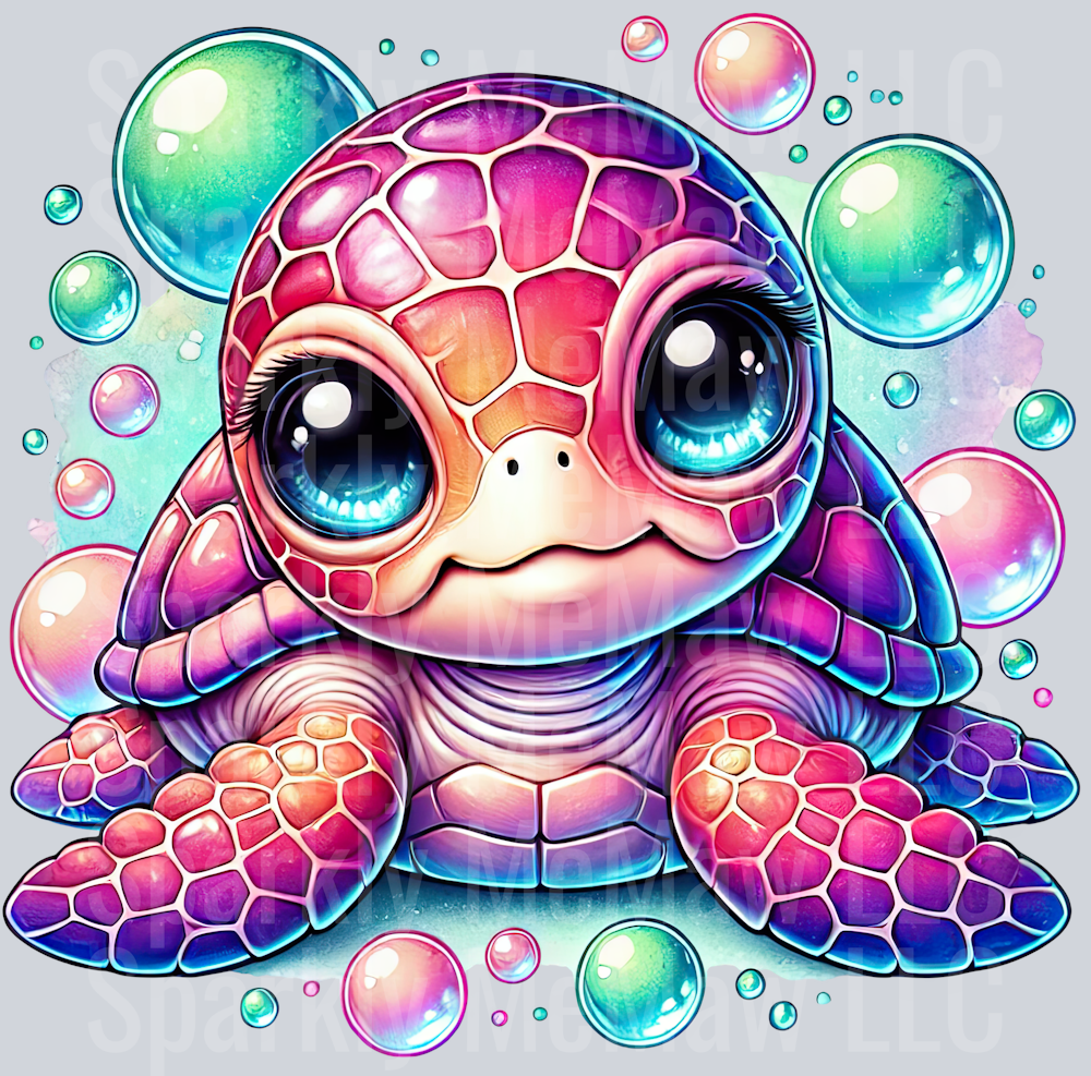 12 Colorful Turtle Clipart UV DTF Decal