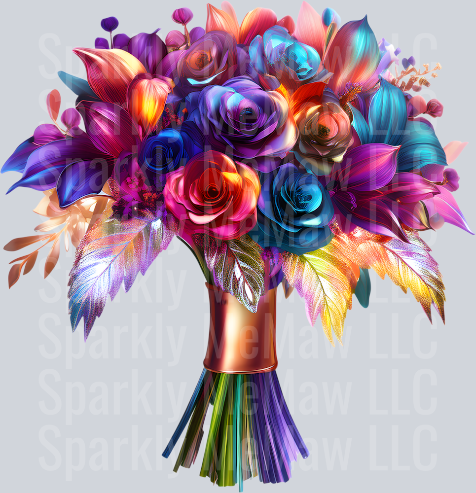 jewel tone floral clipart (139) UV DTF Decal