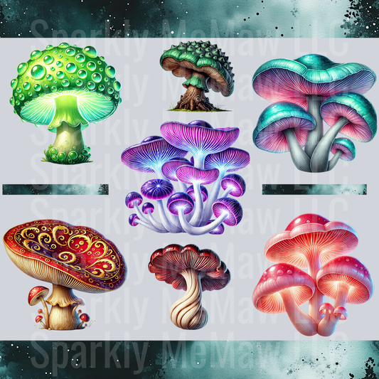 Fantasy Muchroom 10x10 UV DTF Element Sheet