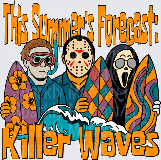 This Summer's Forecast Killer Waves Horror Movie Characters Summer Vibes UV DTF Decal