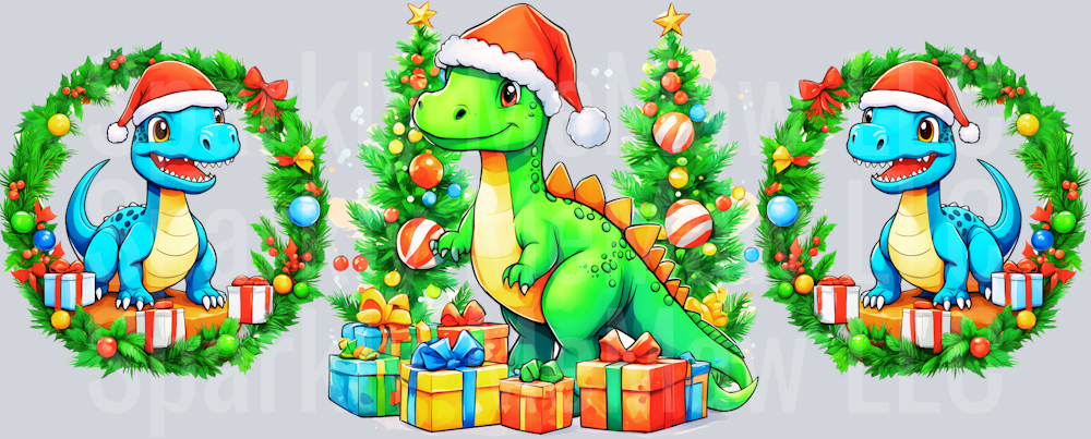 Christmas Dino UV DTF Wrap