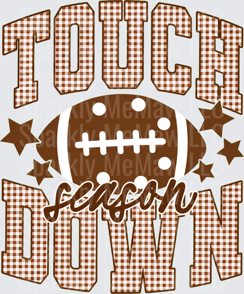 Touchdown Season Football Gingham Design is a UV DTF Decal