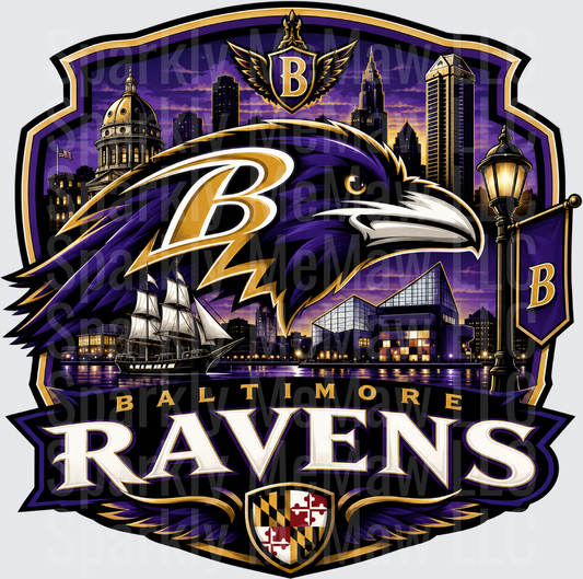 Baltimore Ravens City Skyline Shield UV DTF Decal