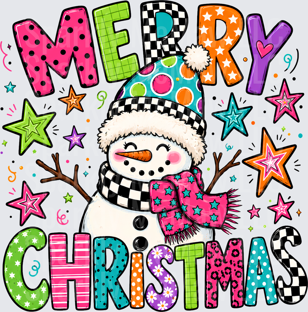 Merry Christmas Snowman UV DTF Decal