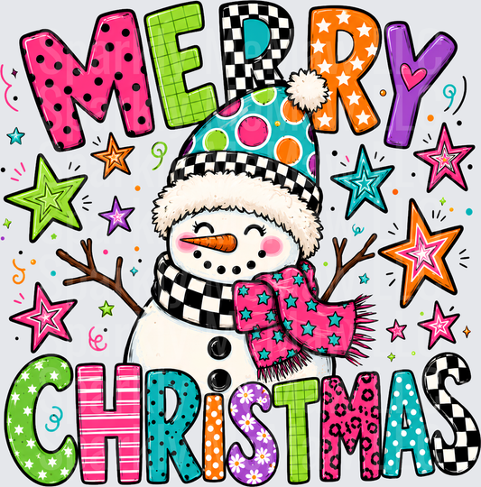 Merry Christmas Snowman UV DTF Decal