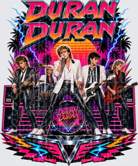 Duran Duran Retro 80s Band Performance Synthwave DTF Transfer for Fabric