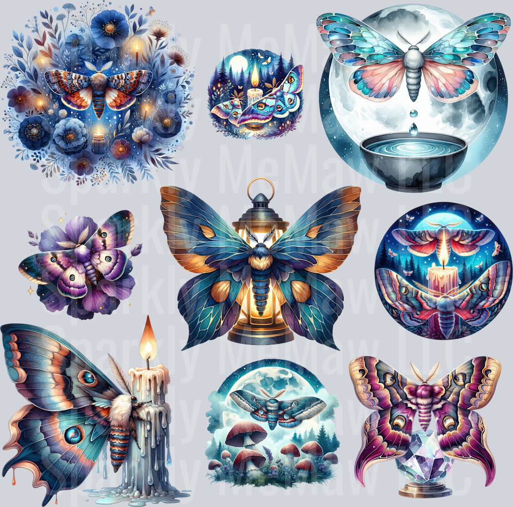 Nocturne Moth 10x10 UV DTF Element Sheet