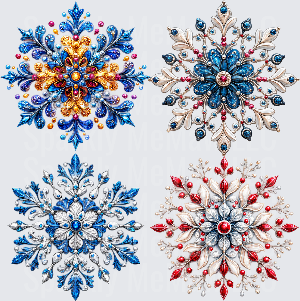 Ornate Jeweled Snowflakes 10x10 Cut and Stick UV Sheet