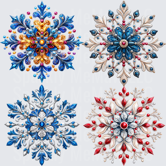 Ornate Jeweled Snowflakes 10x10 Cut and Stick UV Sheet