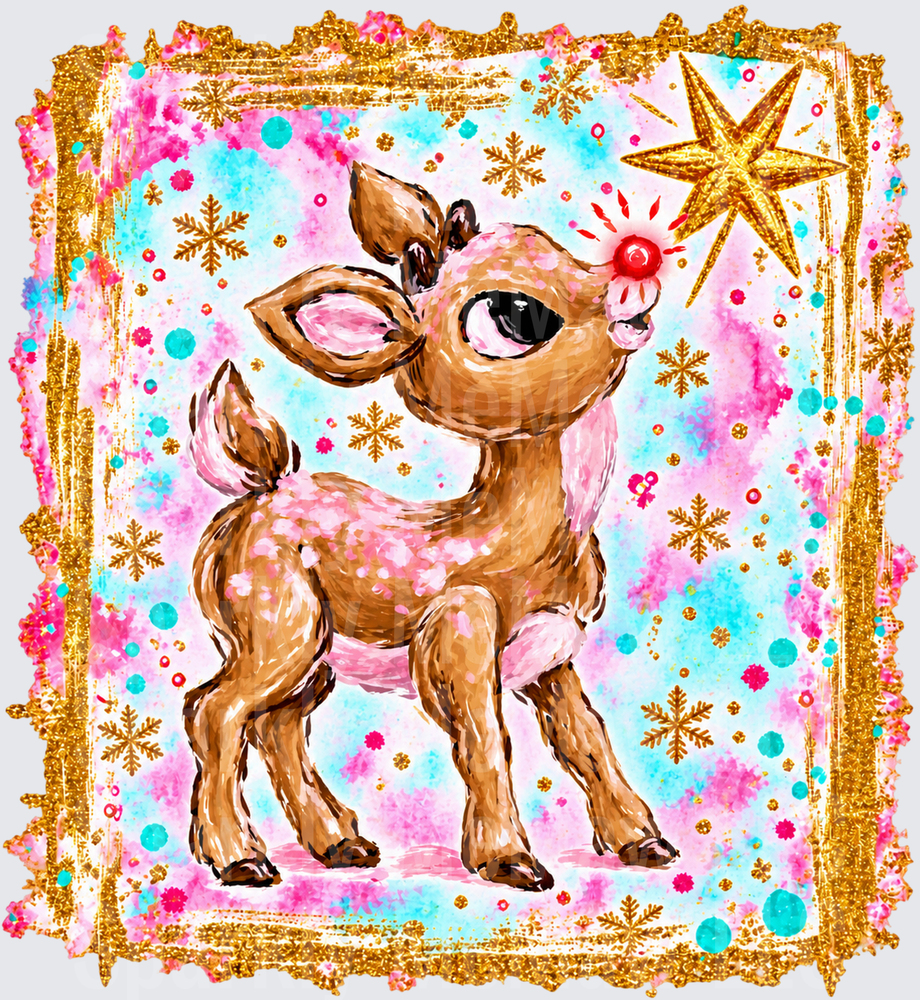 Rudolph Red Nose Reindeer UV DTF Decal