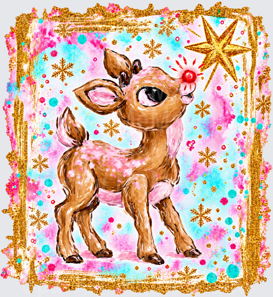 Rudolph Red Nose Reindeer UV DTF Decal