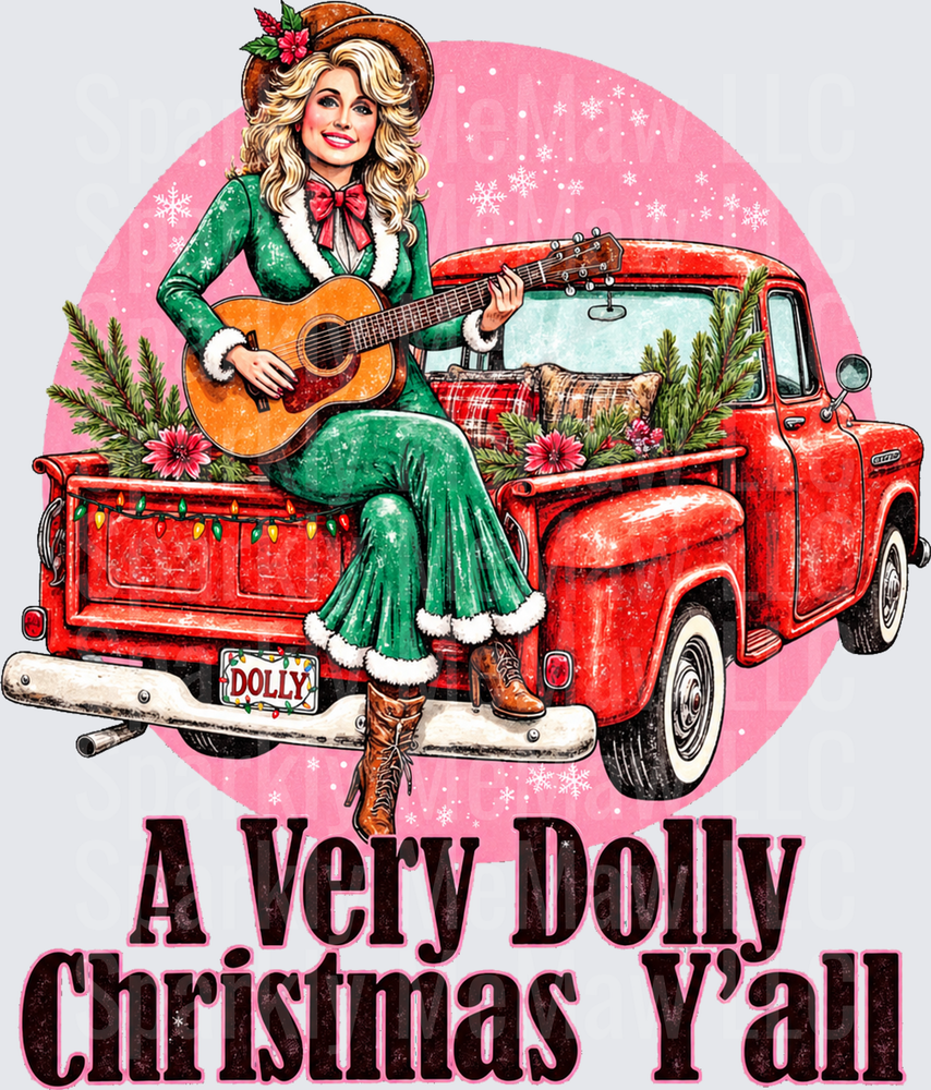 A Very Dolly Christmas Y'all UV DTF Decal